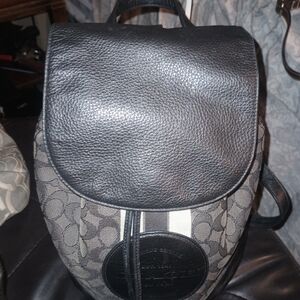 Coach Black and Gray Patterned Backpack
